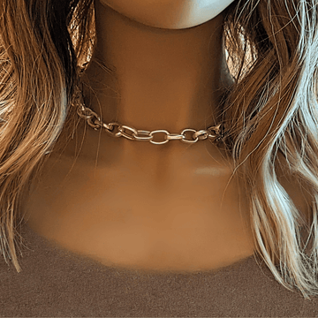 Electroplated Oval Link Necklace, Matte Silver - 18.5 inch