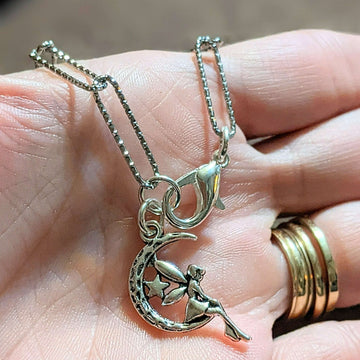 Silver Fairy Moon Paperclip Chain Bracelet