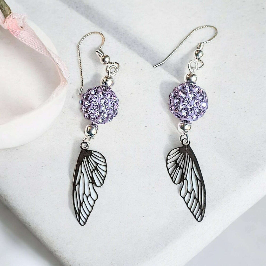 Silver Fairy/Butterfly Wing dangle earrings
