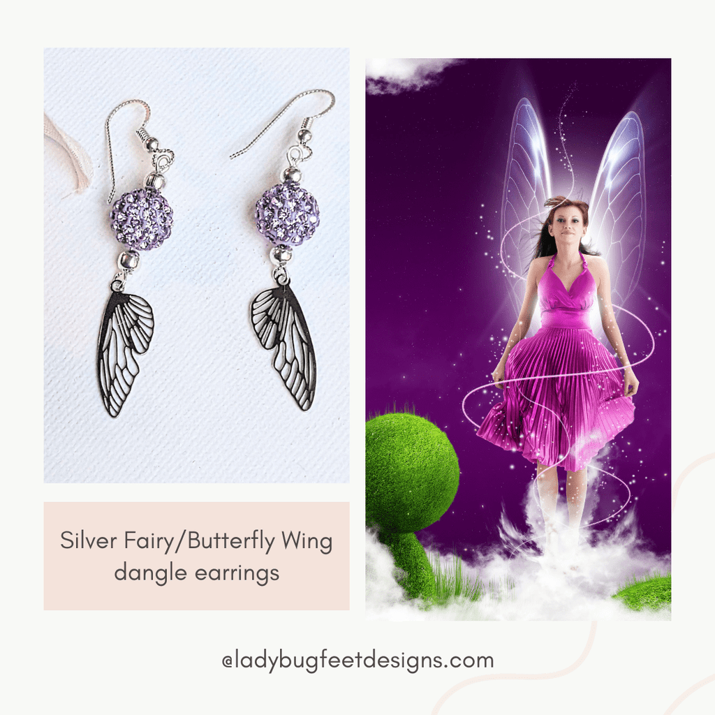 Silver Fairy/Butterfly Wing dangle earrings