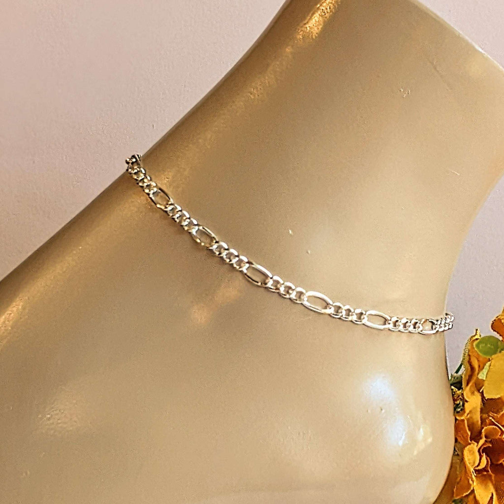 Silver Figaro Chain Anklet