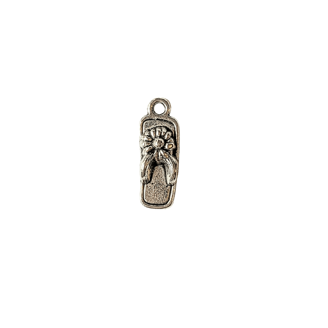 Silver Flower Flip flop Charm