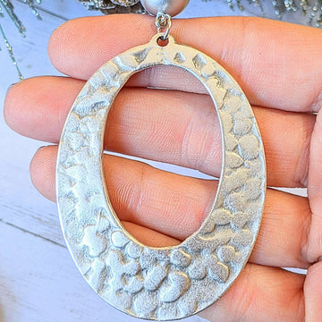 Silver Hammered Oval Pendant