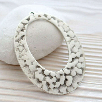 Silver Hammered Oval Pendant