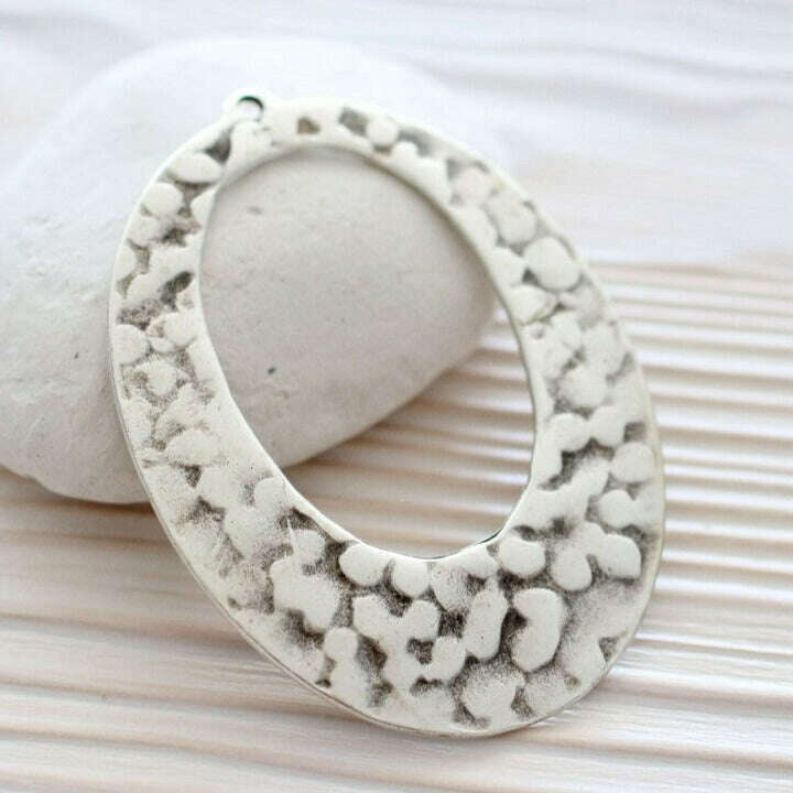 Silver Hammered Oval Pendant
