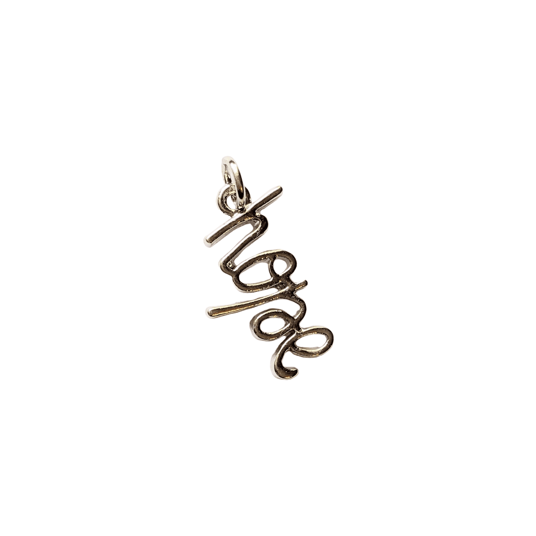 Silver Hope Script Charm