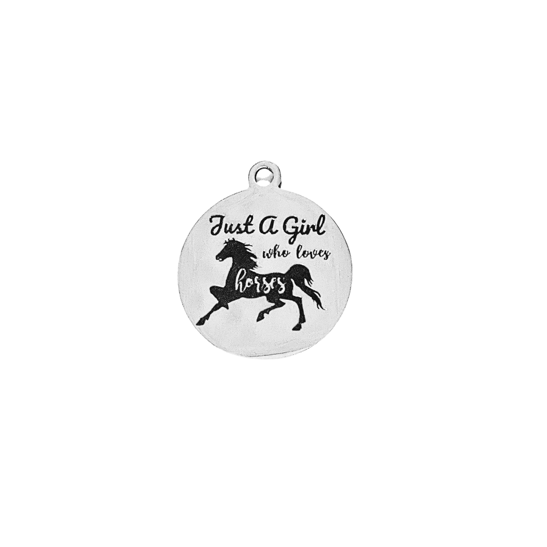 Silver Just a Girl Who Loves Horses Charm