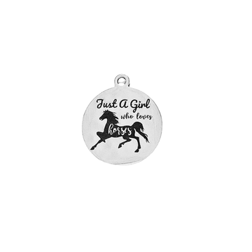 Silver Just a Girl Who Loves Horses Charm