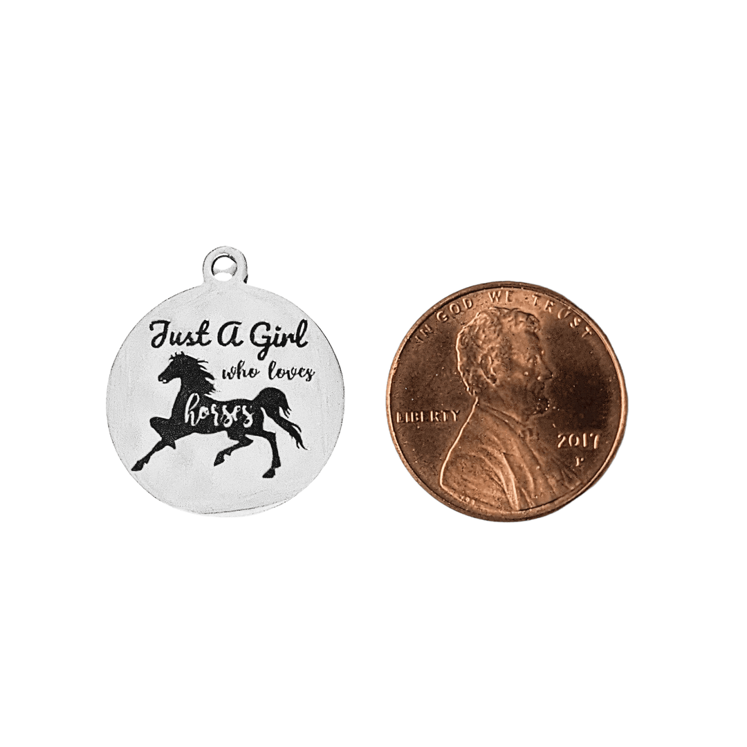 Silver Just a Girl Who Loves Horses Charm