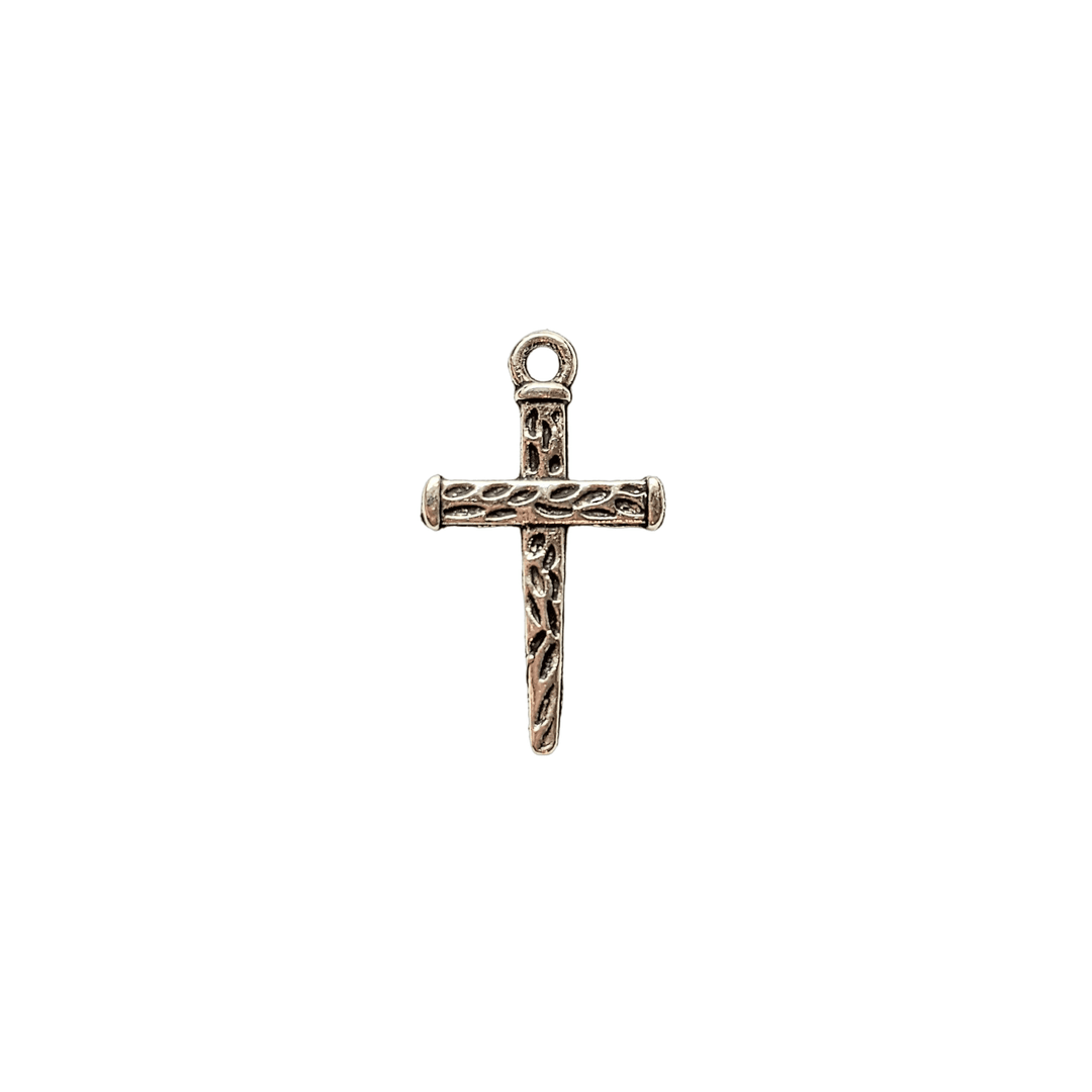 Silver Nail Cross Charm Pendant