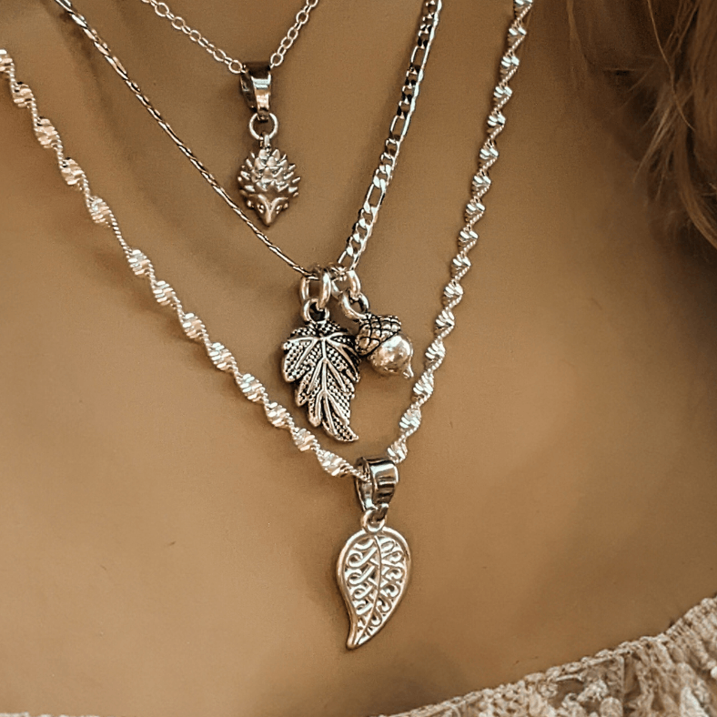 Silver Nature's Splendor Layered Necklace Set