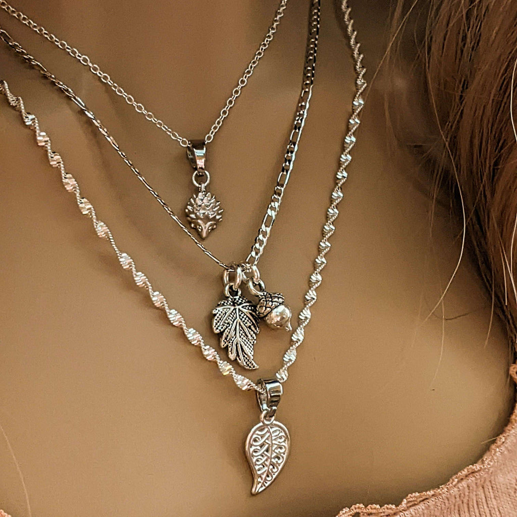 Silver Nature's Splendor Layered Necklace Set