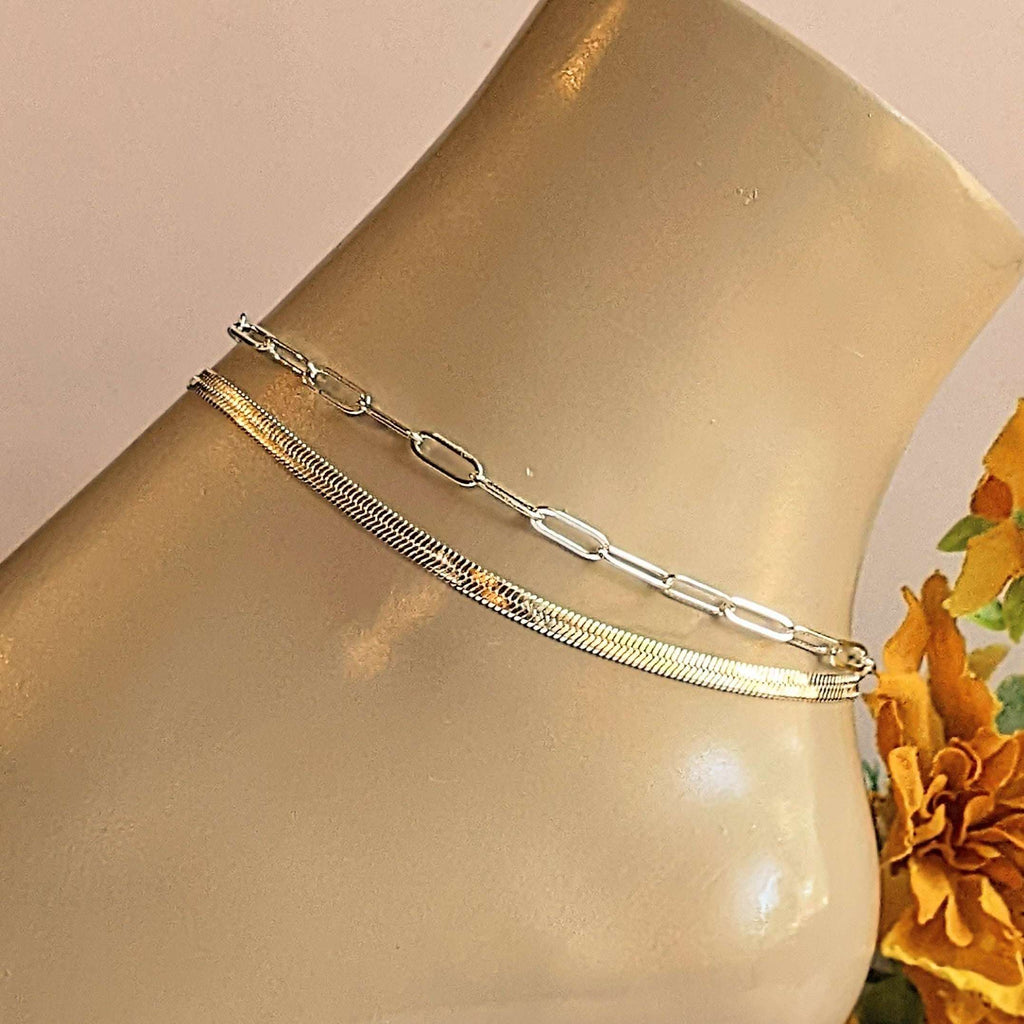 Silver Paperclip Chain Anklet