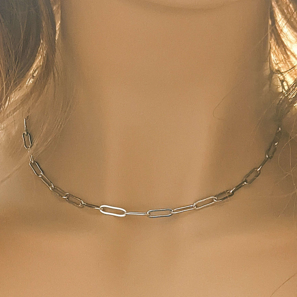Silver Paperclip Chain necklace, 18- 24 inch