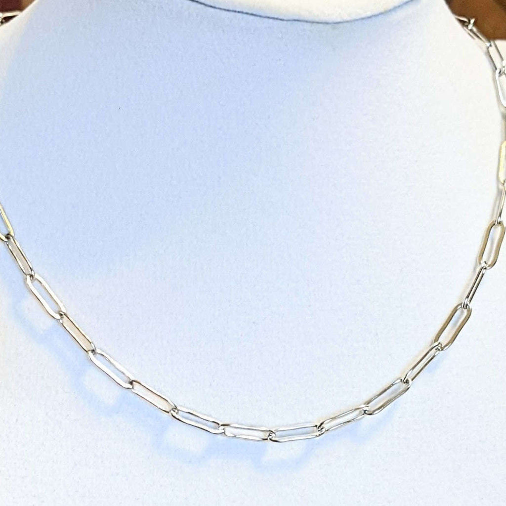 Silver Paperclip Chain necklace, 18- 24 inch