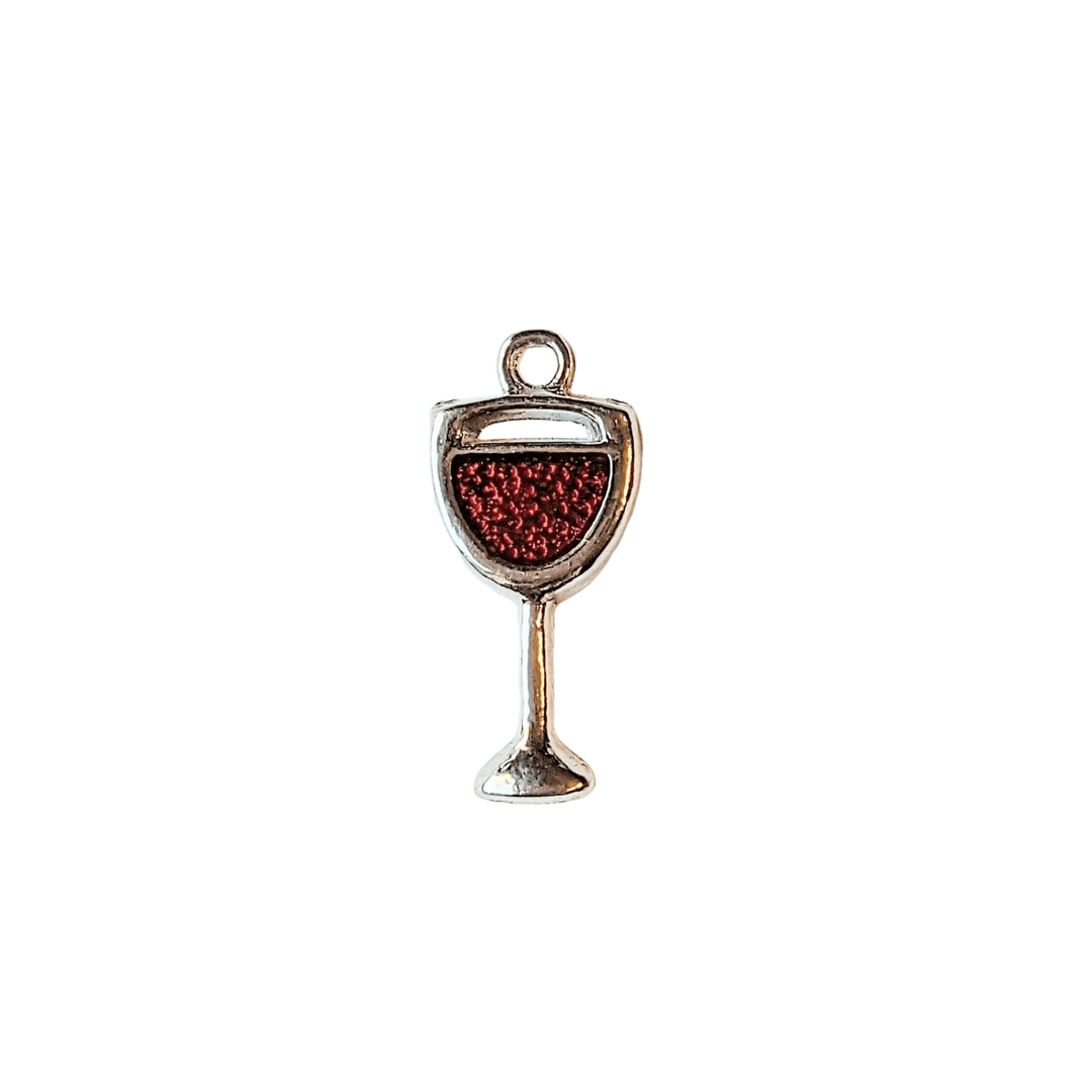 Silver Red Wine Drink Charm