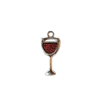 Silver Red Wine Drink Charm