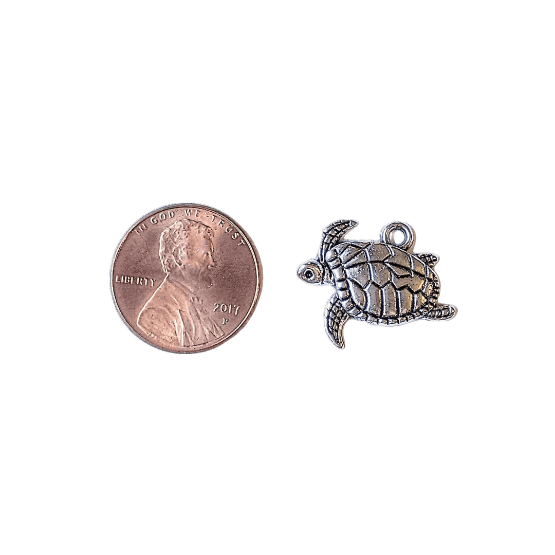 Silver Sea Turtle charm
