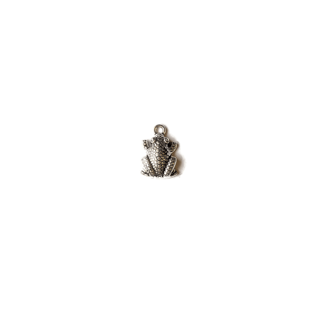 Silver Sitting Frog Charm