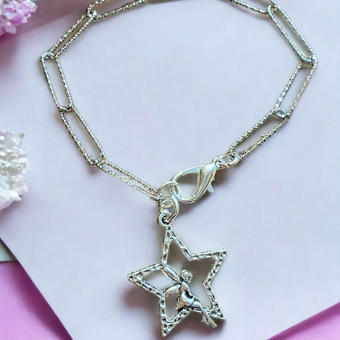 Silver Star Fairy Paperclip Chain Bracelet