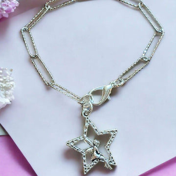 Silver Star Fairy Paperclip Chain Bracelet