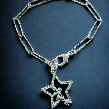 Silver Star Fairy Paperclip Chain Bracelet