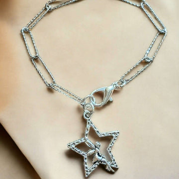 Silver Star Fairy Paperclip Chain Bracelet