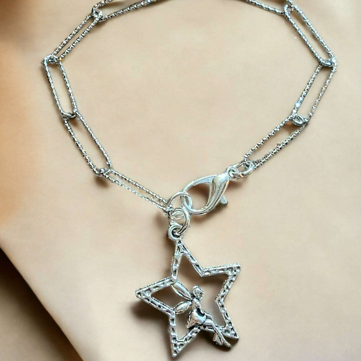 Silver Star Fairy Paperclip Chain Bracelet
