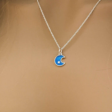 Silver Sun, Enamel Moon Layered Necklace Set