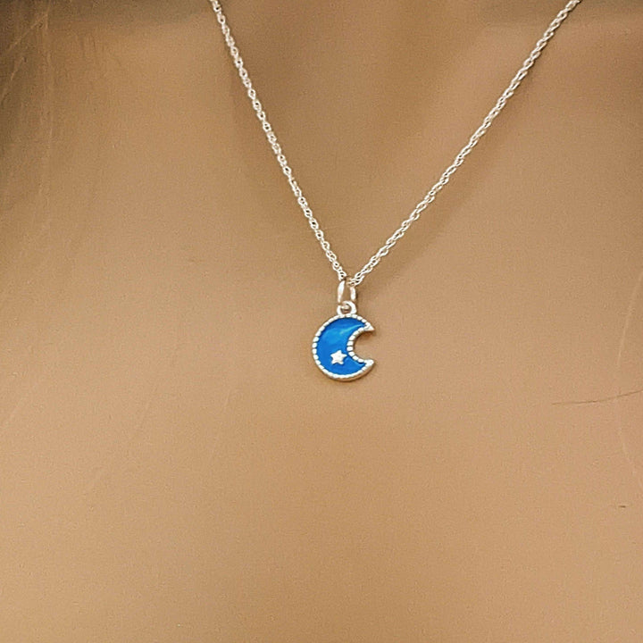 Silver Sun, Enamel Moon Layered Necklace Set