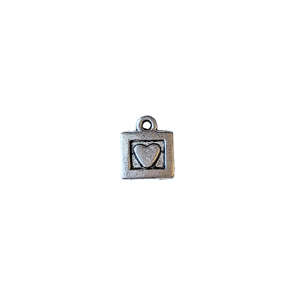 Silver Tiny Framed Heart Charm