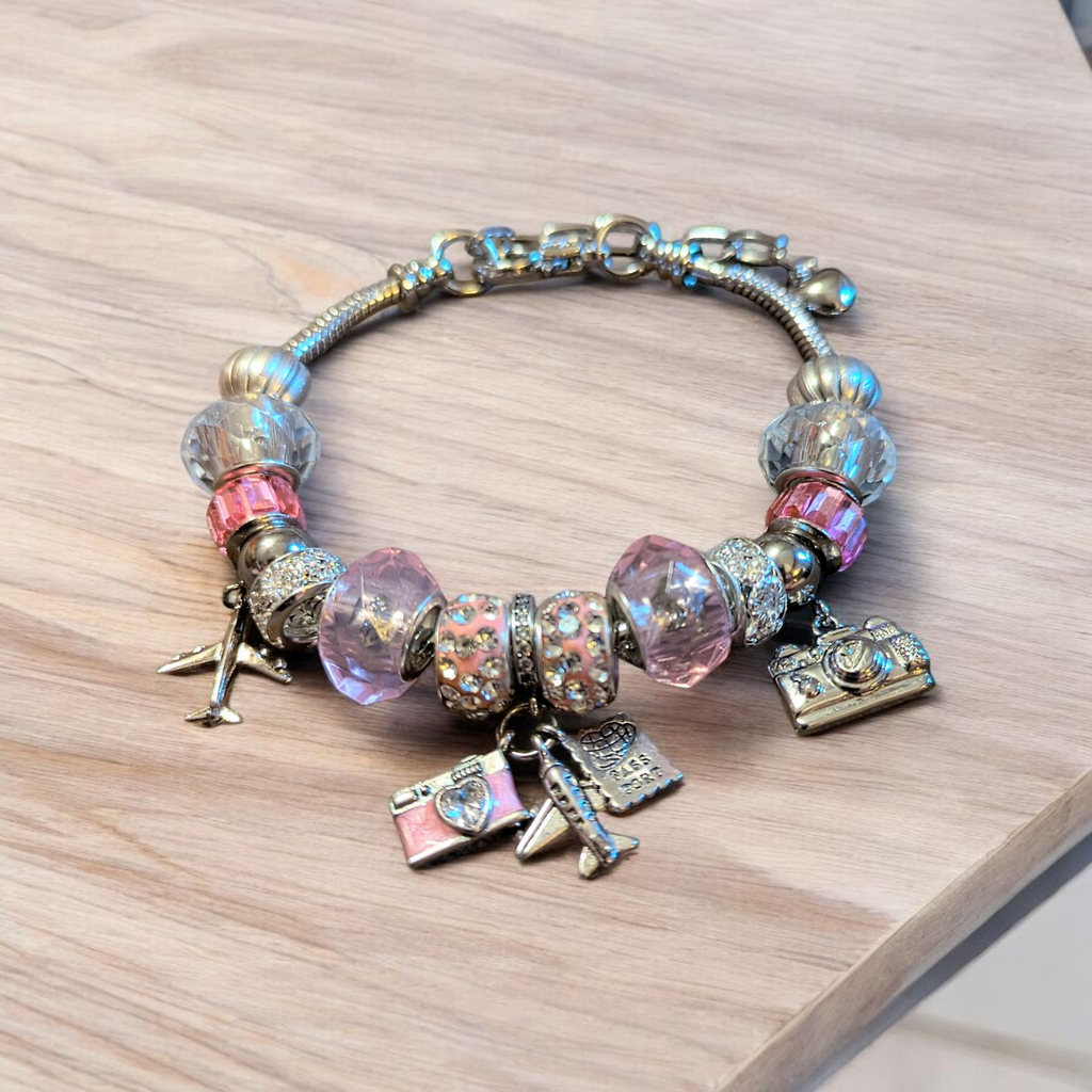 Travel/Vacation European beaded bracelet - Silver