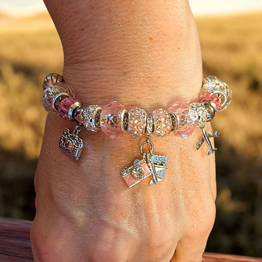 Travel/Vacation European beaded bracelet - Silver