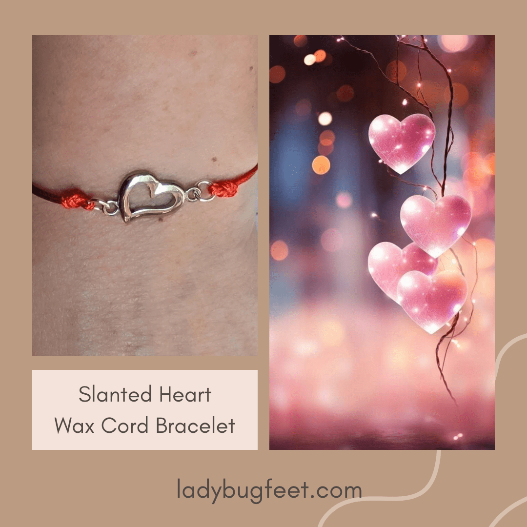 Slanted Heart Waxed Cord surfer Bracelet