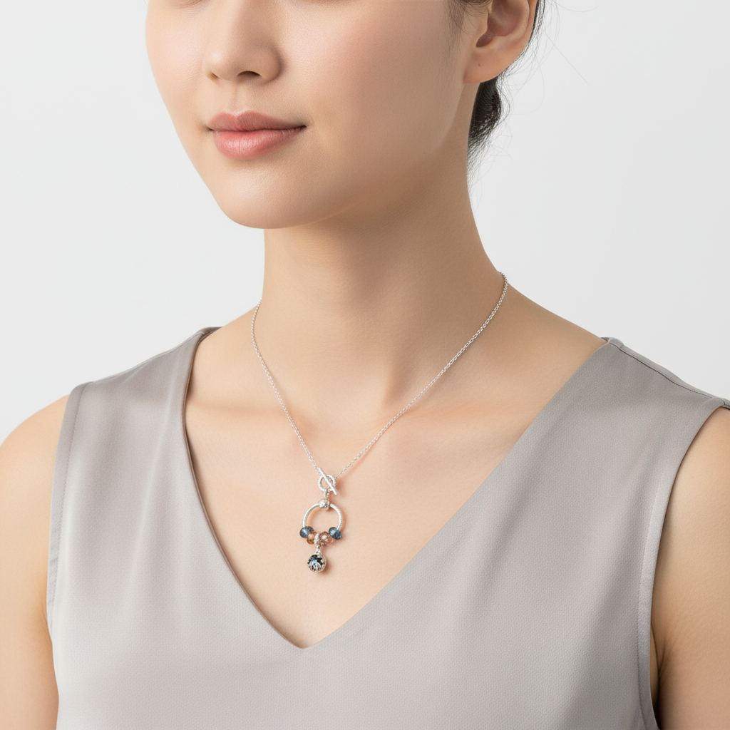 Sleeping Under the Stars Sterling Silver Toggle Charm Necklace, 20 inches