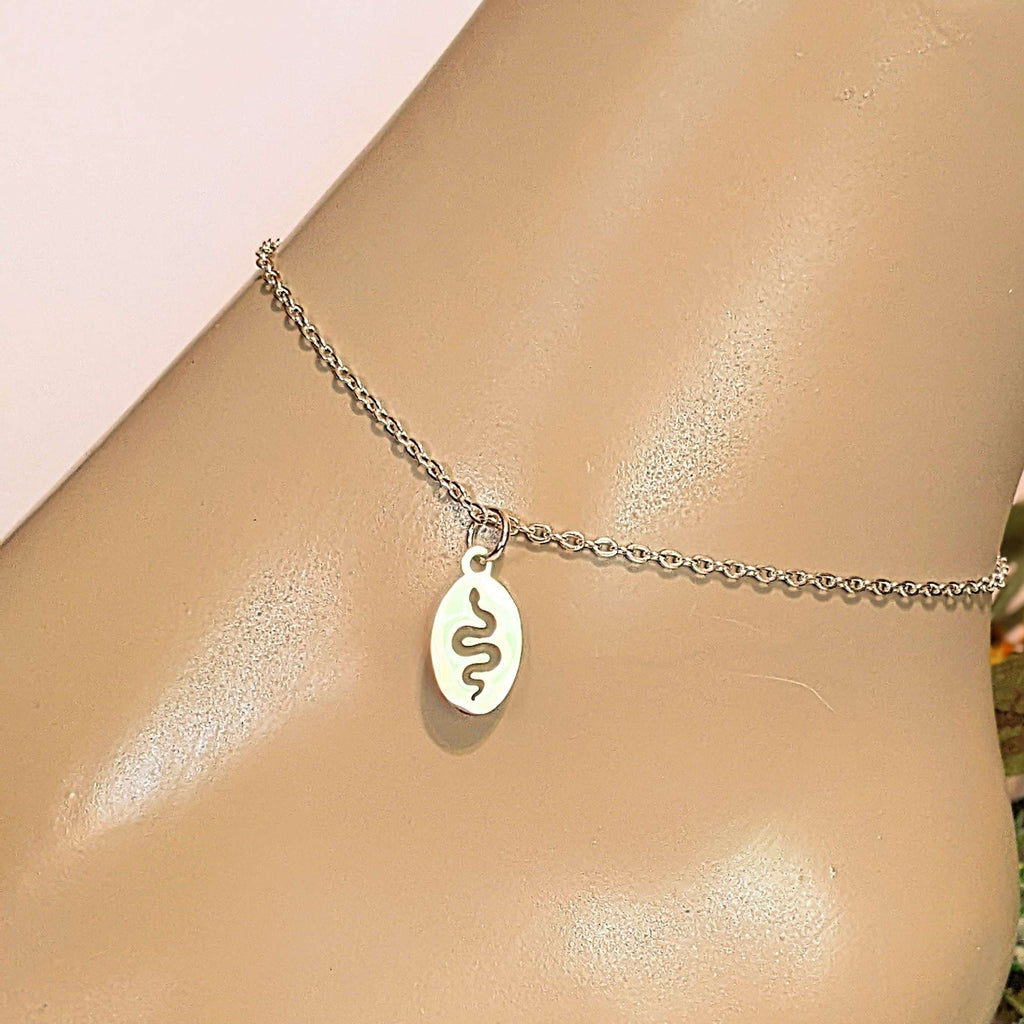 Snake Symbol Anklet - Silver
