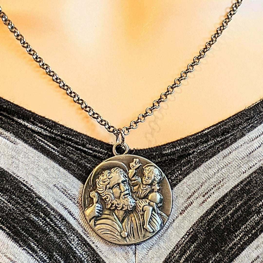 St. Christopher Pendant charm necklace, 24 inch - Unisex