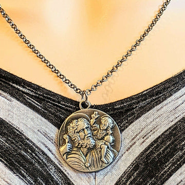 St. Christopher Pendant charm necklace, 24 inch - Unisex