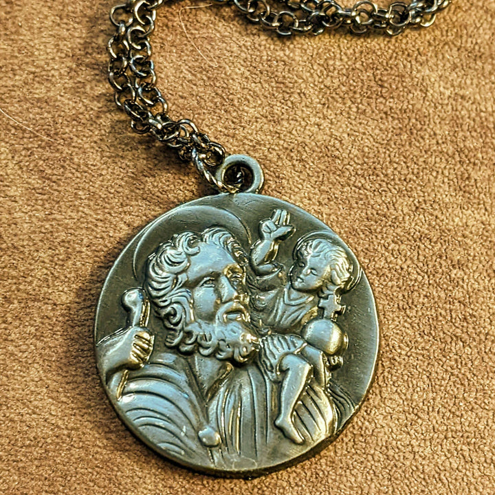 St. Christopher Pendant charm necklace, 24 inch - Unisex