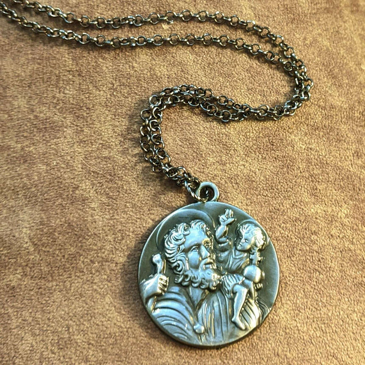 St. Christopher Pendant charm necklace, 24 inch - Unisex