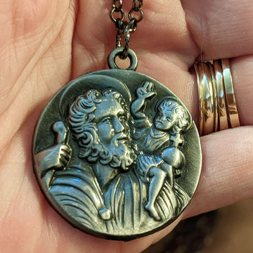 St. Christopher Pendant charm necklace, 24 inch - Unisex