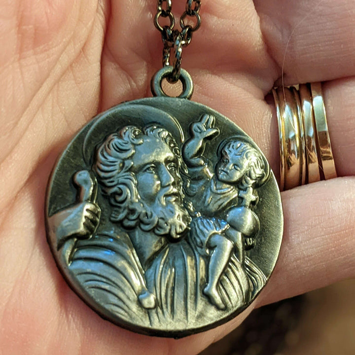 St. Christopher Pendant charm necklace, 24 inch - Unisex