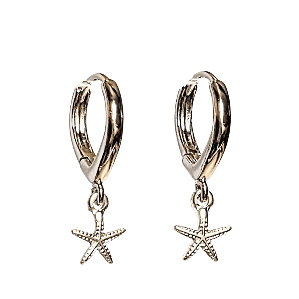 Starfish Huggie Hoop earrings, 15mm Hoop Drop