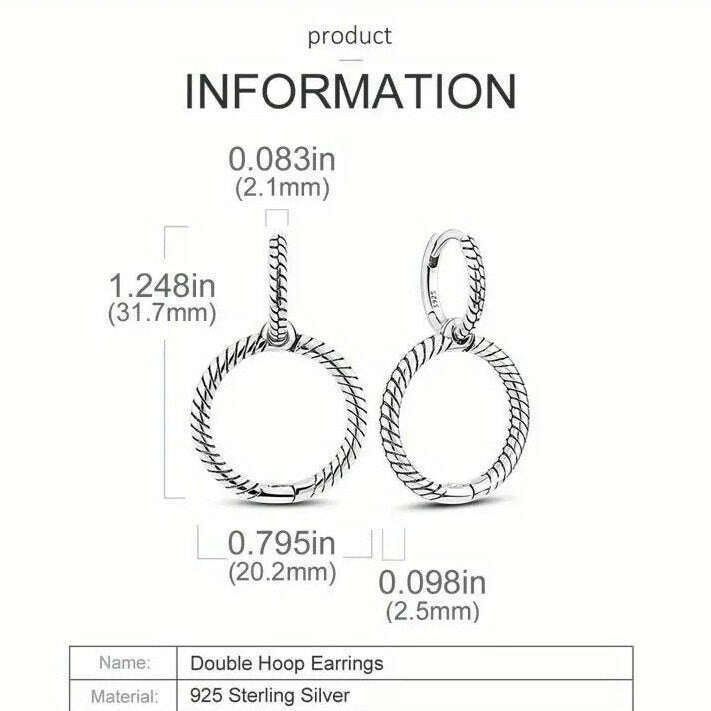 Sterling Double Hoop Sterling Wave Earrings, 3 in 1 Hoops