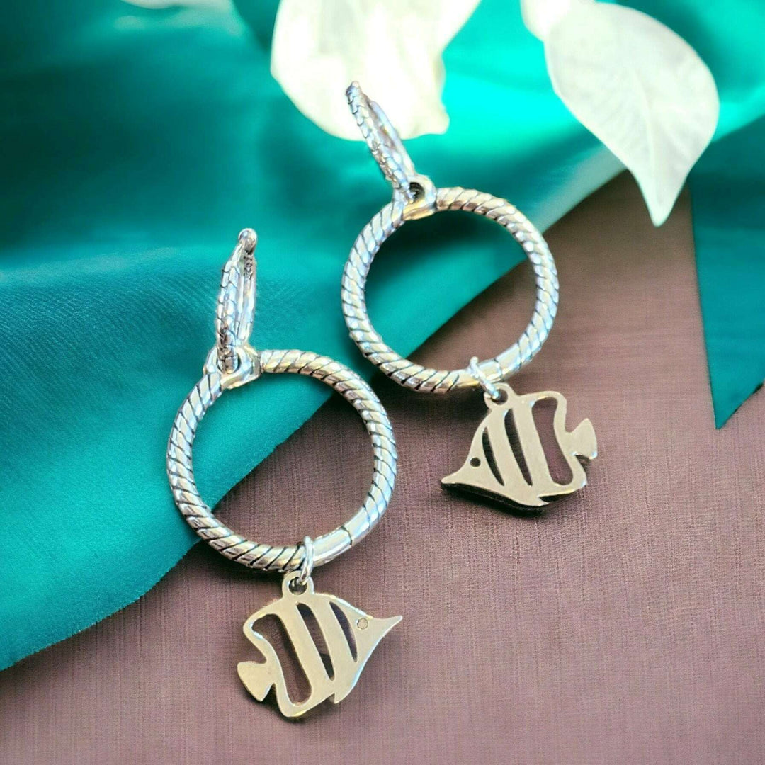 Sterling Double Hoop Tropical Fish Earrings, 3 in 1 Hoops