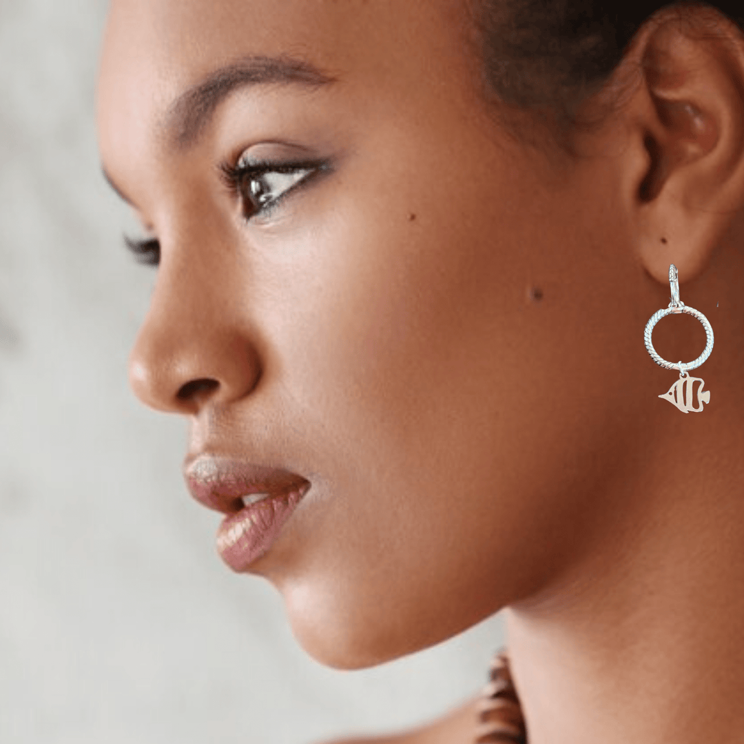 Sterling Double Hoop Tropical Fish Earrings, 3 in 1 Hoops