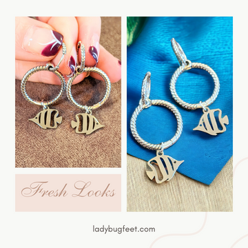 Sterling Double Hoop Tropical Fish Earrings, 3 in 1 Hoops