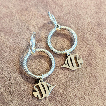 Sterling Double Hoop Tropical Fish Earrings, 3 in 1 Hoops