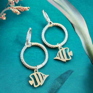 Sterling Double Hoop Tropical Fish Earrings, 3 in 1 Hoops