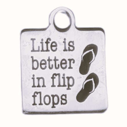 Sterling Silver Beach Charm Bracelet Life is Better in FlipFlops